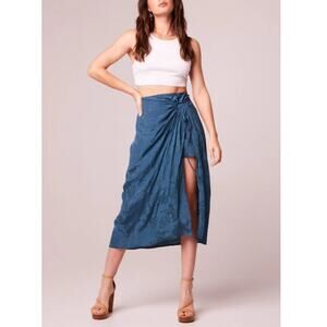 Band Of The Free Size S Teal Crinkled Celene Layered Wrap Midi Skirt Boho Glam